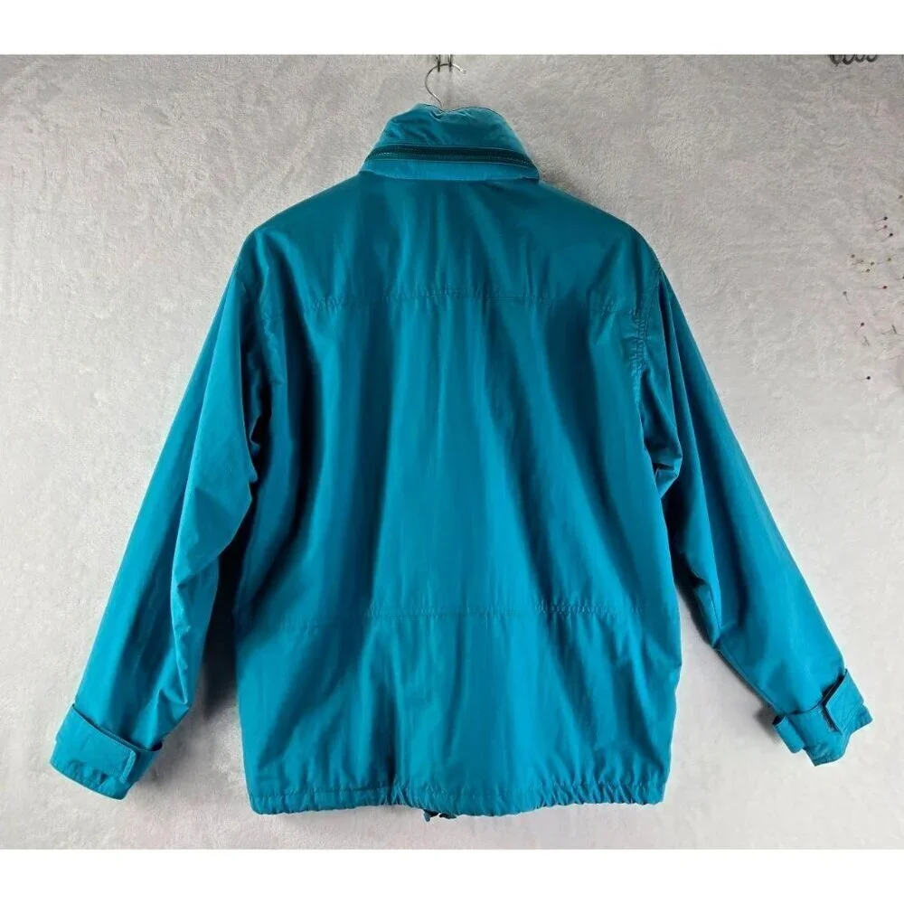 LL Bean Windbreaker Jacket Team M Ski Hidden Hood Pockets All Seasons Vtg Coat
